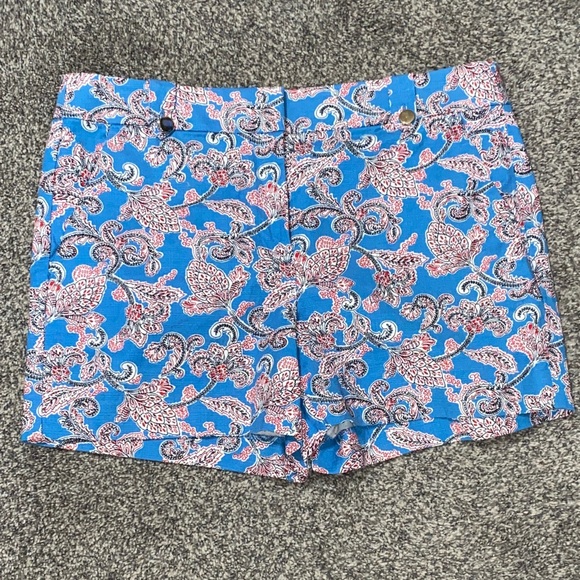 LOFT Pants - LOFT Blue Paisley-Print Women’s Shorts with Pink Accents size 10